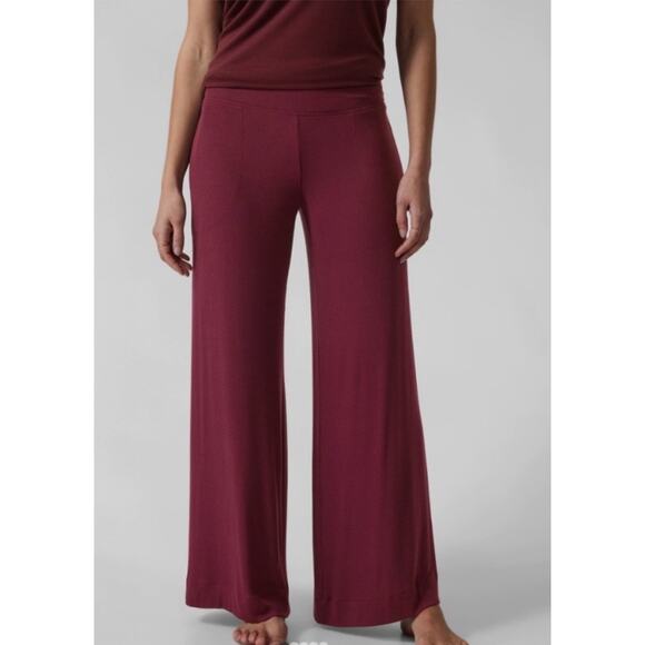 Athleta Well Rested Rib Sleep Wide Leg Pants Women XL Purple Stretch Light Soft - Picture 1 of 12